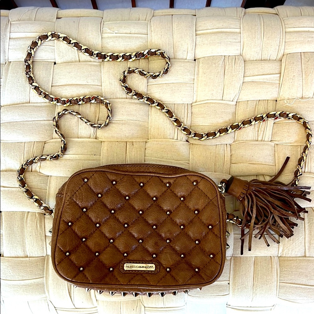 Rebecca Minkoff Studded Taupe Quilted Leather Bag